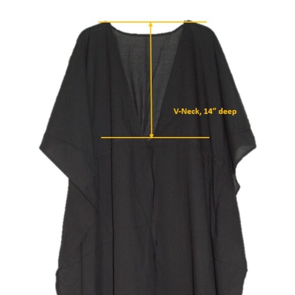 NWT Banana Republic Factory Black Kaftan, Beach Cover-Up, Women Size M/L - Picture 2 of 4
